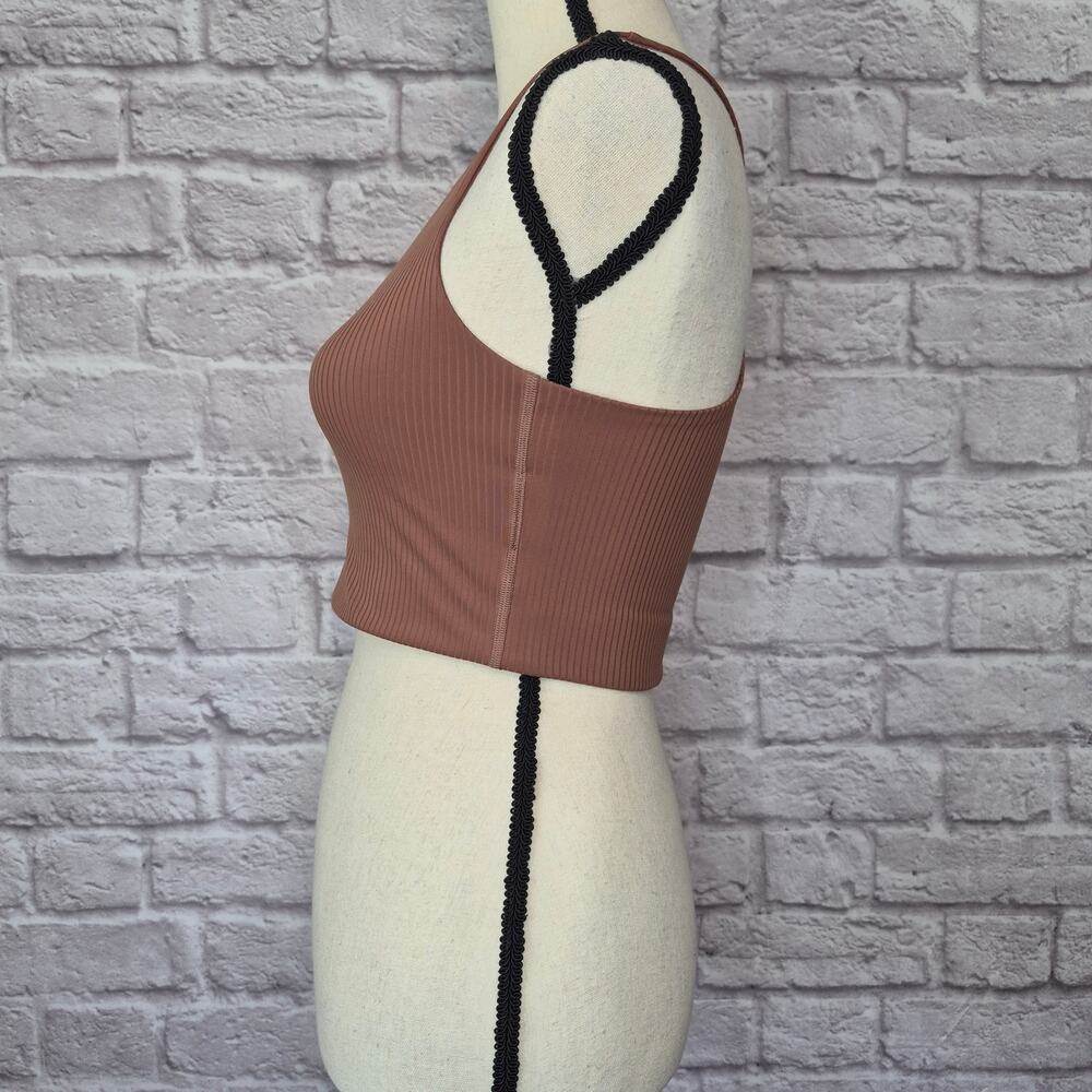 Girlfriend Collective Ribbed Scoop Neck Crop Tank Top Brown Sustainable Size S - Picture 5 of 8